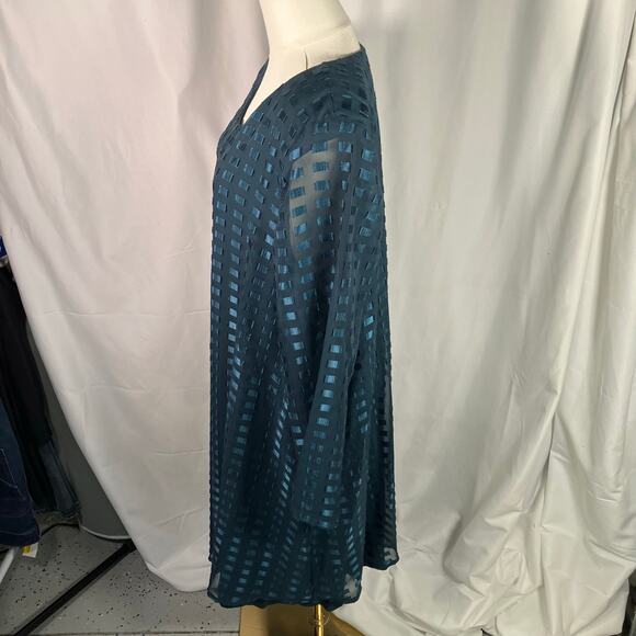 Robert Too Mujeres Petite Green Mesh Overlay Sheath Dress 16WP Made in USA - Picture 4 of 12